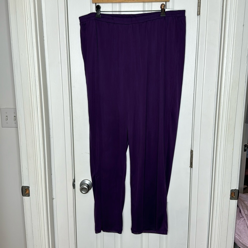 NWT. Catherine’s Plus SZ 24W waistband, sheer with lining, career, purple pants